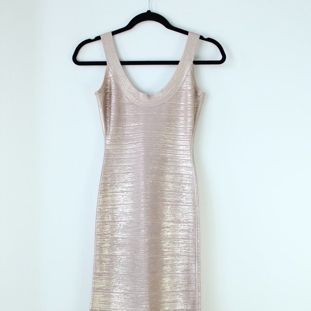 Herve Leger scoop neck sleeveless bandage gown